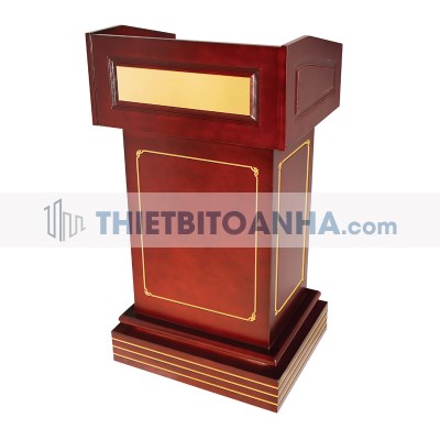 Bục phát biểu bằng gỗ họa tiết vàng